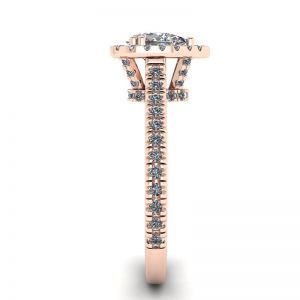 Anello con taglio a pera di diamanti Halo in oro rosa 18 carati - Foto 2