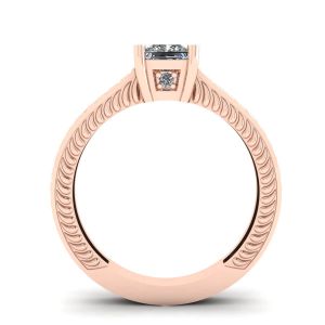 Anello in stile orientale con diamanti a taglio princess in oro rosa 18 carati - Foto 1