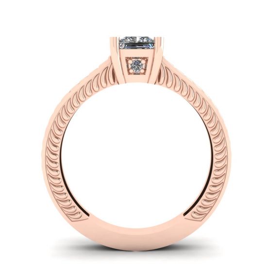 Anello in stile orientale con diamanti a taglio princess in oro rosa 18 carati, More Image 0