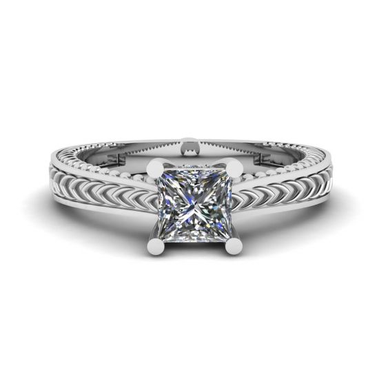 Anello con diamanti a taglio principessa in stile orientale, Immagine 1