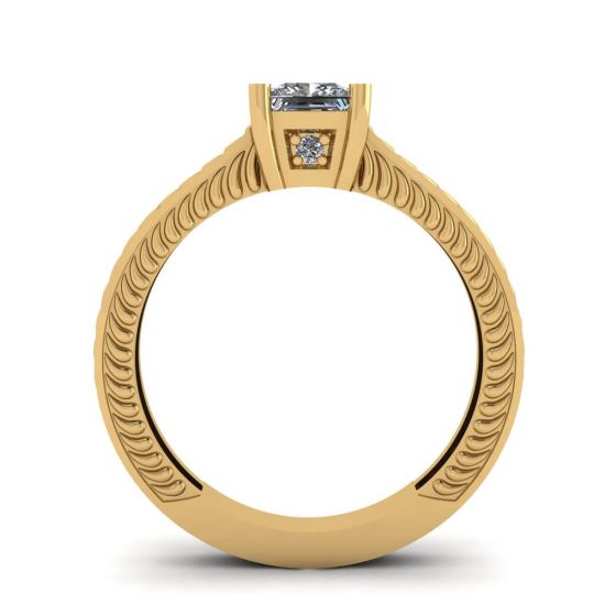 Anello in stile orientale con diamanti a taglio princess in oro giallo 18 carati,  Ingrandisci immagine 2