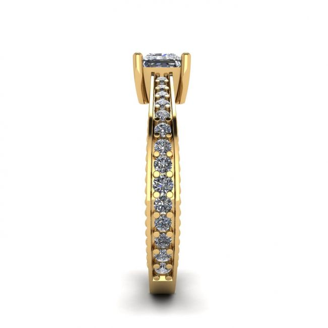 Anello principessa in stile orientale con diamanti e pavé in oro giallo 18 carati - Foto 2