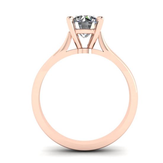 Classico anello di diamanti con un diamante in oro rosa, More Image 0