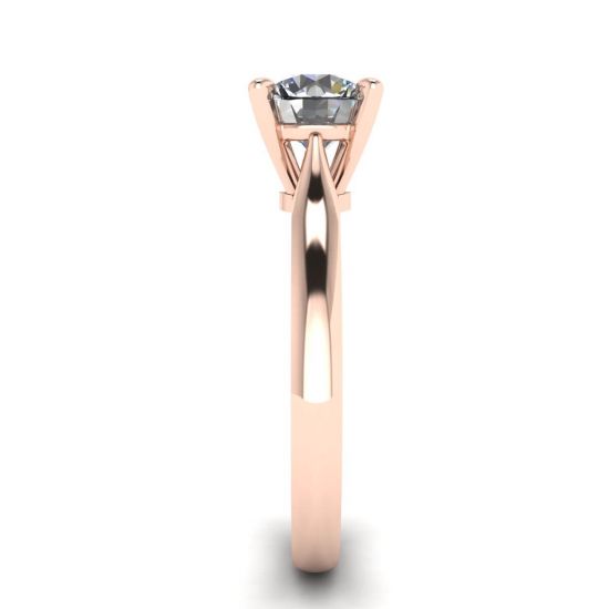 Classico anello di diamanti con un diamante in oro rosa, More Image 1