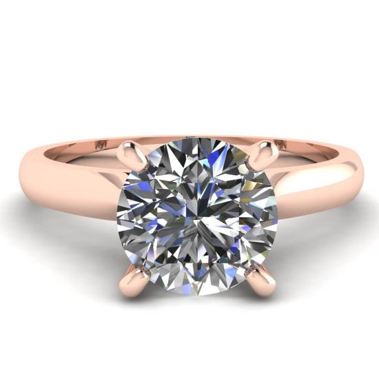 Classico anello di diamanti con un diamante in oro rosa, Ingrandisci immagine 1