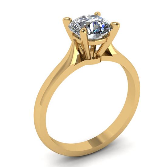 Classico anello di diamanti con un diamante in oro giallo,  Ingrandisci immagine 4