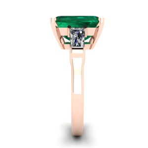 Anello Smeraldo 3 carati con Diamanti Laterali Baguette Oro Rosa - Foto 2