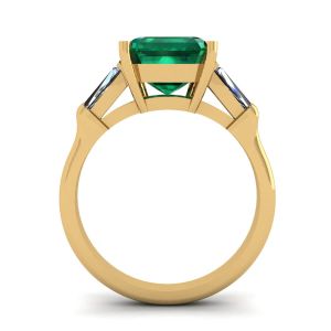 Anello Smeraldo 3 carati con Diamanti Laterali Baguette Oro Giallo - Foto 1