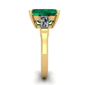 Anello Smeraldo 3 carati con Diamanti Laterali Baguette Oro Giallo - Foto 2