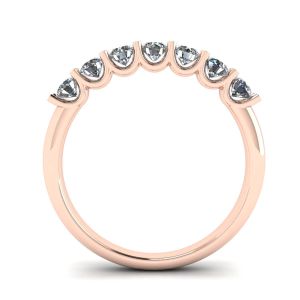 Classico anello con sette diamanti rotondi in oro rosa - Foto 1