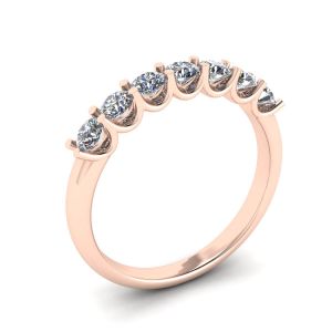 Classico anello con sette diamanti rotondi in oro rosa - Foto 3