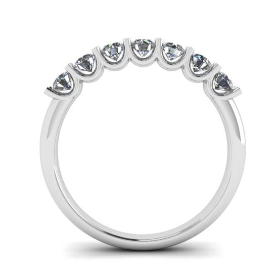 Classico anello con sette diamanti rotondi in oro bianco, More Image 0