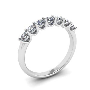 Classico anello con sette diamanti rotondi in oro bianco - Foto 3