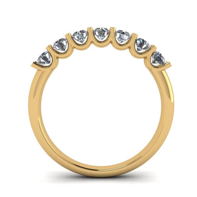 Classico anello con sette diamanti rotondi in oro giallo - Foto 1