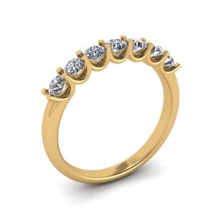 Classico anello con sette diamanti rotondi in oro giallo - Foto 3