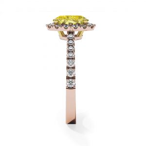 Anello con diamante giallo ovale da 1,13 ct con alone in oro rosa - Foto 3