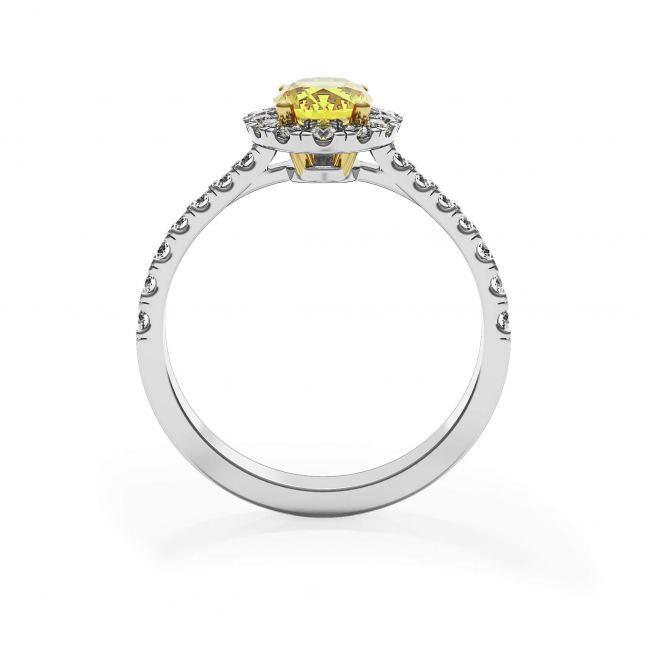 Anello con diamante giallo ovale da 1,13 ct con alone di diamante - Foto 1