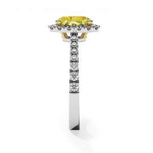 Anello con diamante giallo ovale da 1,13 ct con alone di diamante - Foto 3