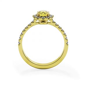 Anello con diamante giallo ovale da 1,13 ct con alone in oro giallo - Foto 1