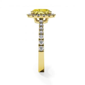 Anello con diamante giallo ovale da 1,13 ct con alone in oro giallo - Foto 3