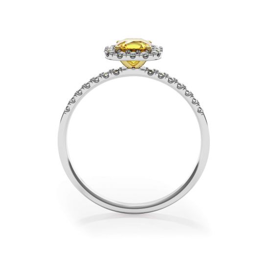 Anello con diamante giallo Cushion da 1/2 ct con alone,  Ingrandisci immagine 2