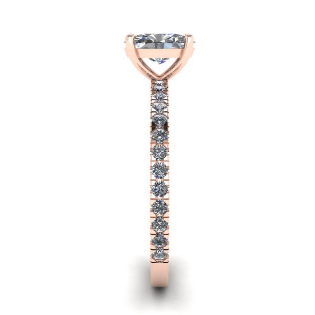 Anello Diamante Ovale con Pave in Oro Rosa - Foto 2