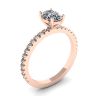 Anello Diamante Ovale con Pave in Oro Rosa, Immagine 4