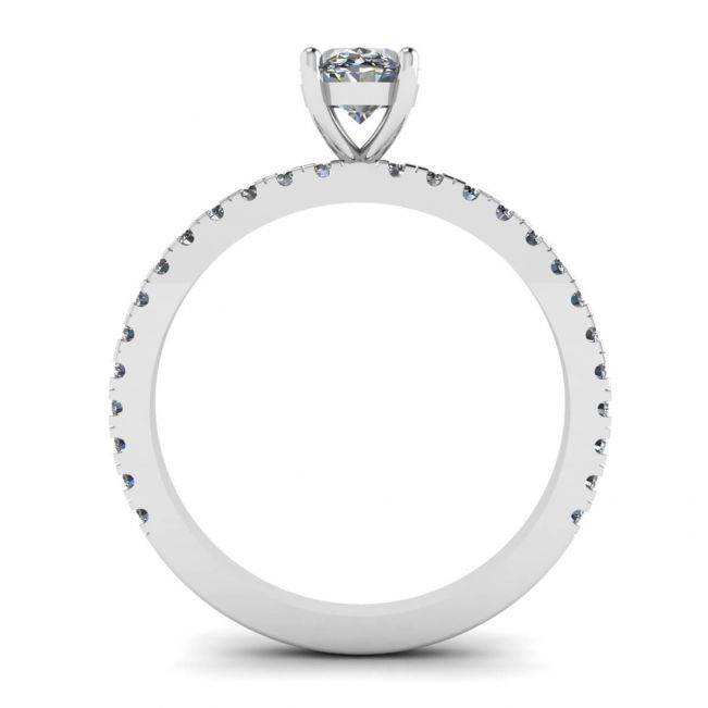 Anello con diamante ovale con pavé laterale - Foto 1