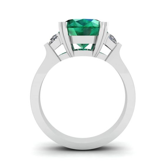 Anello con smeraldo ovale e diamanti laterali a mezzaluna,  Ingrandisci immagine 2
