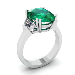 Anello con smeraldo ovale e diamanti laterali a mezzaluna - Foto 3