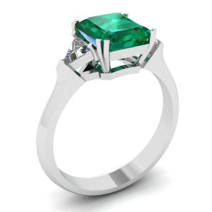 Anello con smeraldi da 3,31 carati e trilioni di diamanti laterali - Foto 3