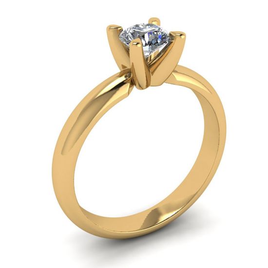 Anello con diamante solitario a forma di V in oro giallo,  Ingrandisci immagine 4