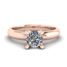 Anello con diamante solitario a forma di V in oro rosa