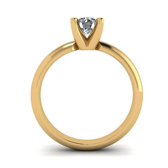 Anello con diamante solitario a forma di V in oro giallo, More Image 0