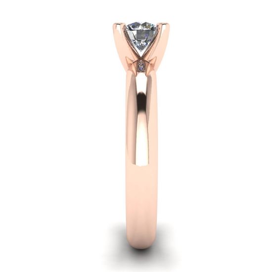 Anello con diamante solitario a forma di V in oro rosa, More Image 1