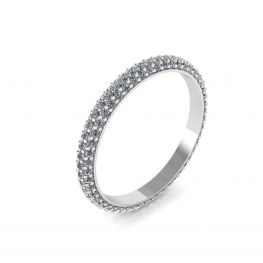 Anello Eternity con triplo pavé di diamanti bianchi