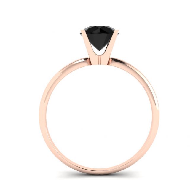 Anello con montatura a V con diamante nero in oro rosa - Foto 1