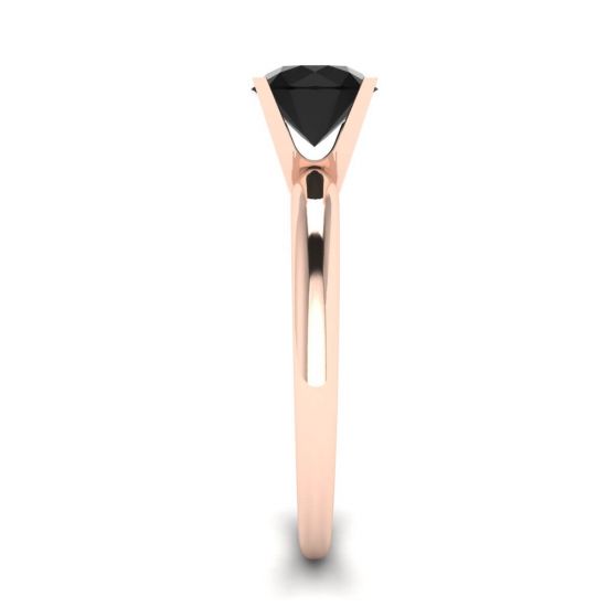 Anello con montatura a V con diamante nero in oro rosa,  Ingrandisci immagine 3