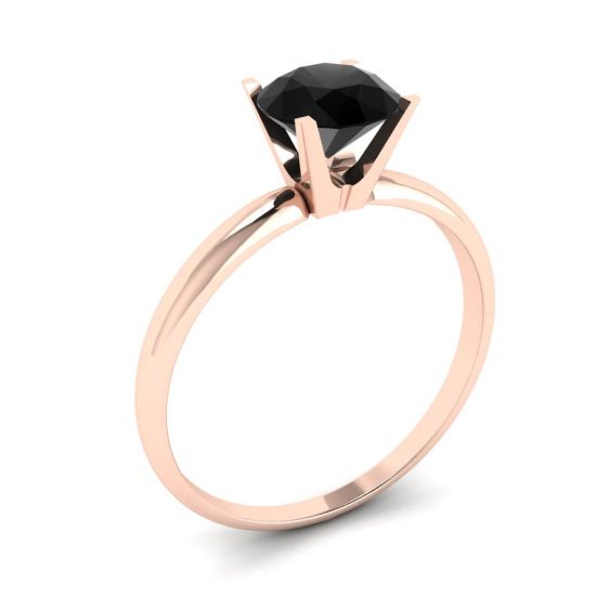 Anello con montatura a V con diamante nero in oro rosa,  Ingrandisci immagine 4