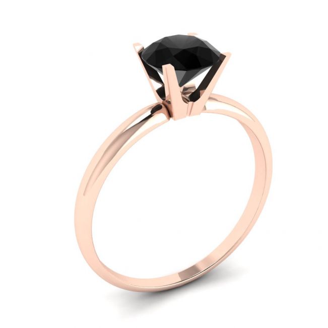 Anello con montatura a V con diamante nero in oro rosa - Foto 3