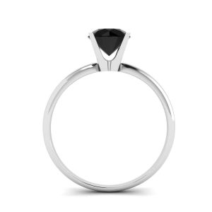 Anello con montatura a V con diamante nero in oro bianco - Foto 1