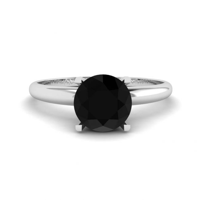Anello con montatura a V con diamante nero in oro bianco
