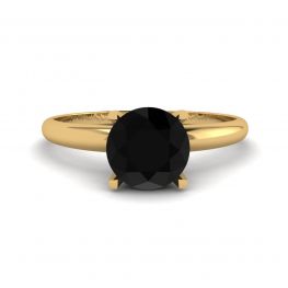 Anello con montatura a V con diamante nero in oro giallo