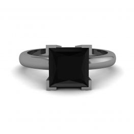 Anello in rodio nero con diamante nero