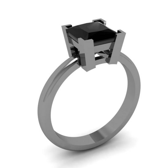 Anello in rodio nero con diamante nero,  Ingrandisci immagine 4