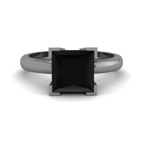 Anello in rodio nero con diamante nero, Immagine 1