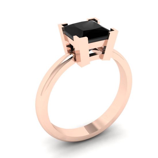 Anello con diamanti neri in oro rosa,  Ingrandisci immagine 4