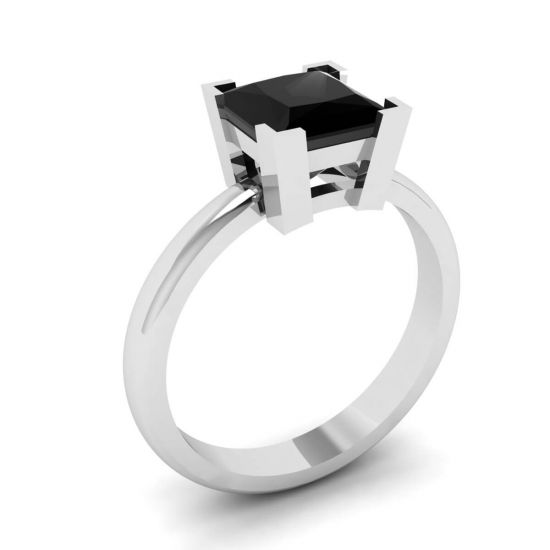 Anello con diamanti neri in oro bianco,  Ingrandisci immagine 4