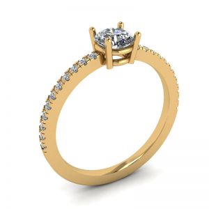 Anello con pavé di diamanti bianchi in oro giallo 18 carati - Foto 3