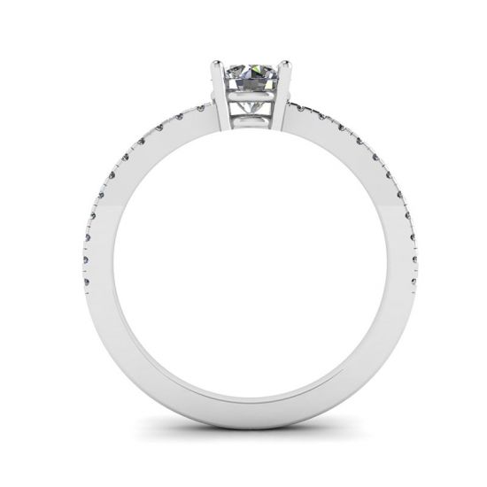 Anello con pavé di diamanti bianchi in oro bianco 18 carati,  Ingrandisci immagine 2
